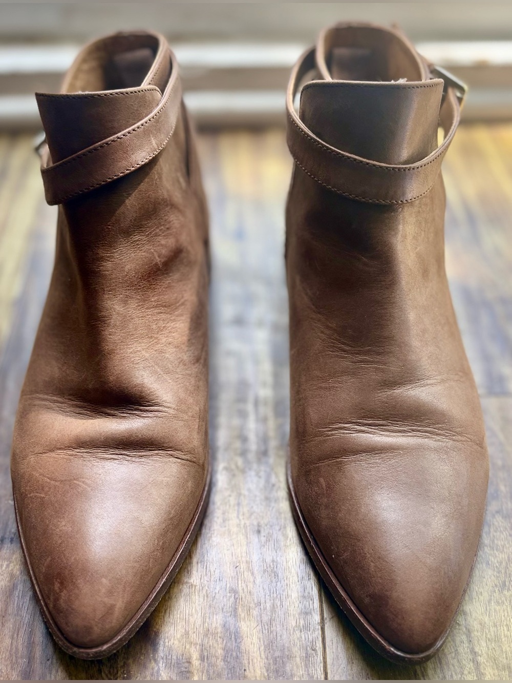 Massimo Dutti, Brown Leather ankle boots buckle detail Women’s size 37/6.5 US